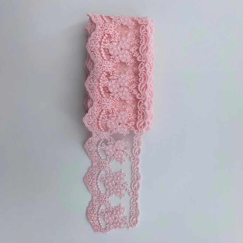 Sourcemall Lace Trim Ribbon, Delicate Crown Ribbon for Crafts Sewing and Bridal Wedding Dress Applique Decorations, 3.3inch Width 5 Yards/Lot (Pink) - Image 5